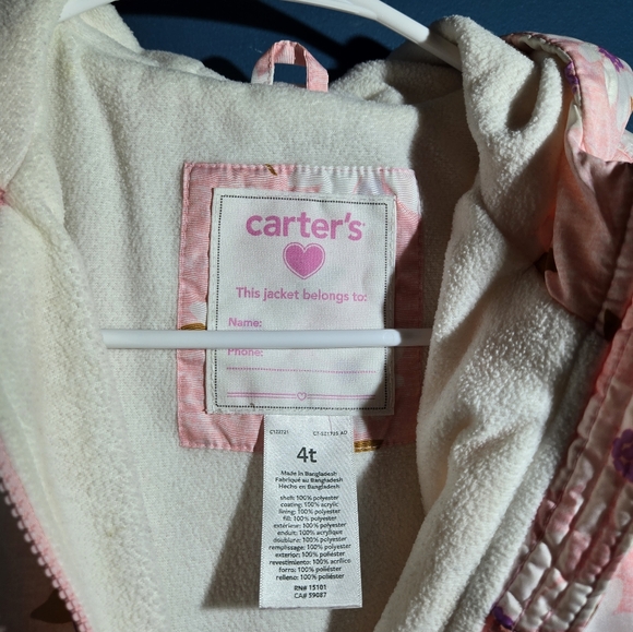Carter's Girls Pink Winter Coat size 4t - Picture 4 of 5
